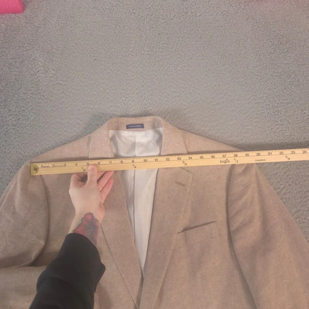 Stafford Sport Coat Mens 42 Long Tan Classic Fit Linen Cotton Blend Two Button